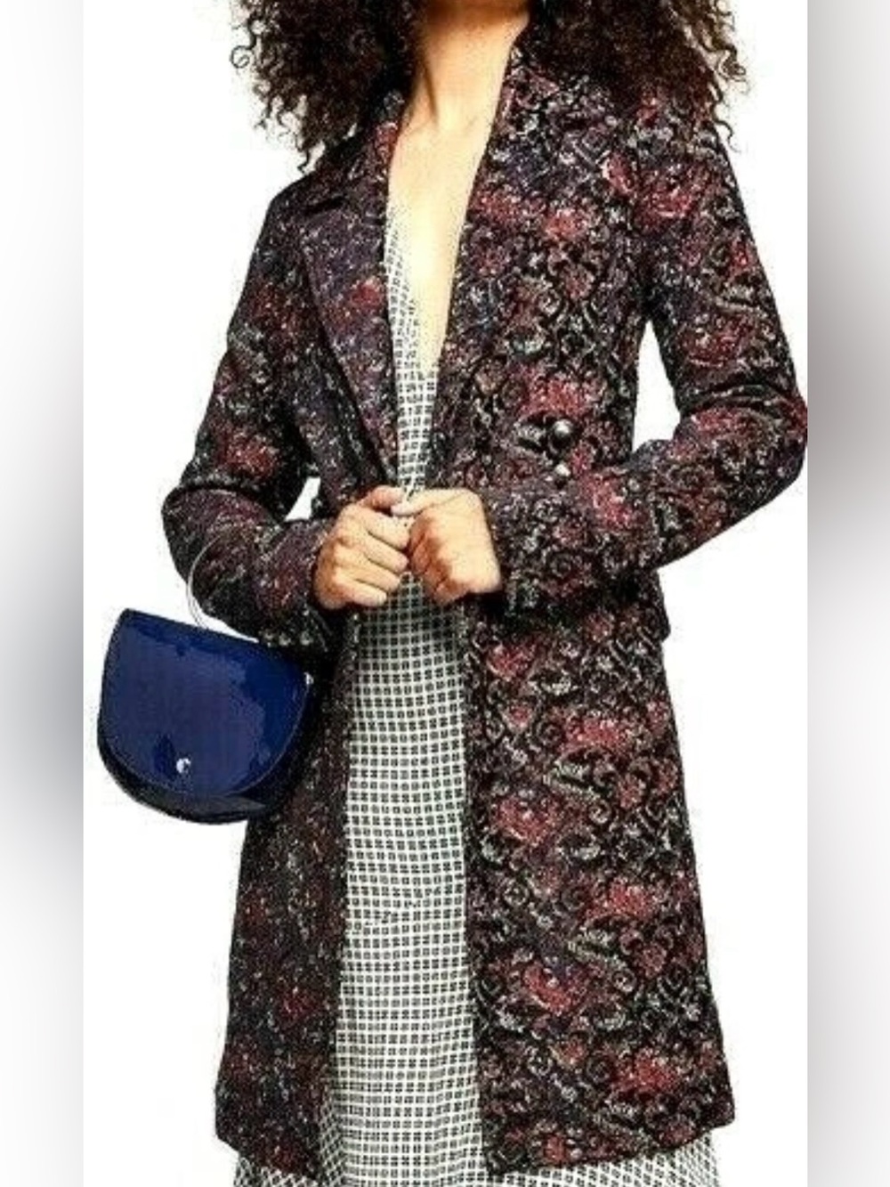 Free People Fox Trot Equestrian Coat Long Military Jacket Jacquard - Picture 12 of 12